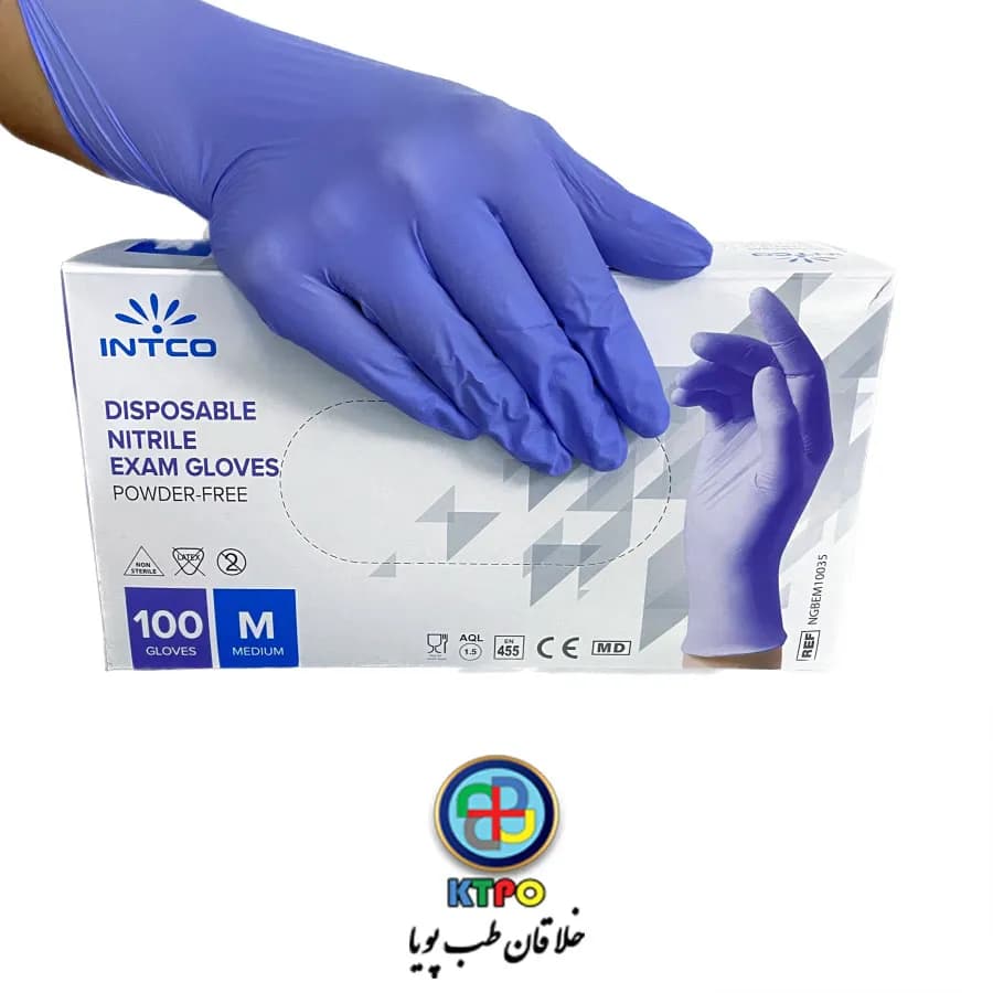 دستکش نیتریل آبی intco چین — تصویر ۲