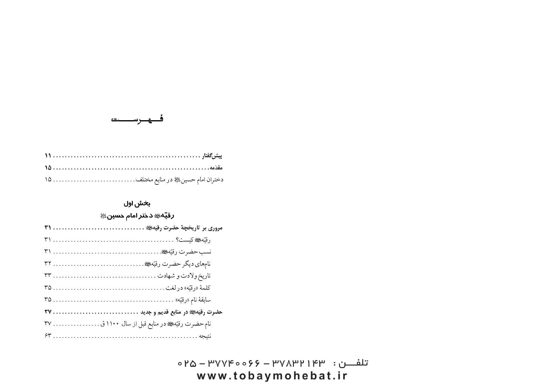 ریحانه کربلا (تحقیق در زندگی و بارگاه حضرت رقیه علیهاالسلام) — تصویر ۲