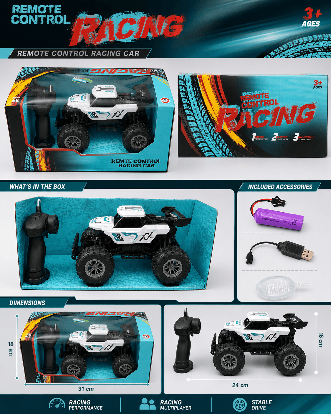 ماشین کنترلی آفرود دودزا شارژی مدل Racing Spray RC Car