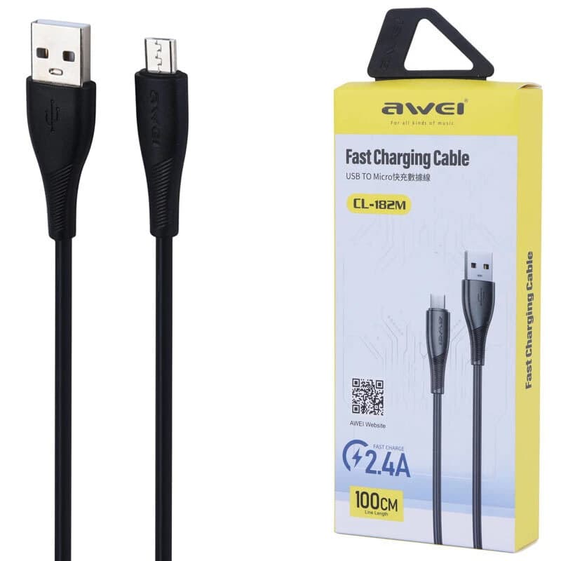 کابل MICRO USB فست شارژ 2.4آمپر AWEI مدل CL-182M طول 1متر