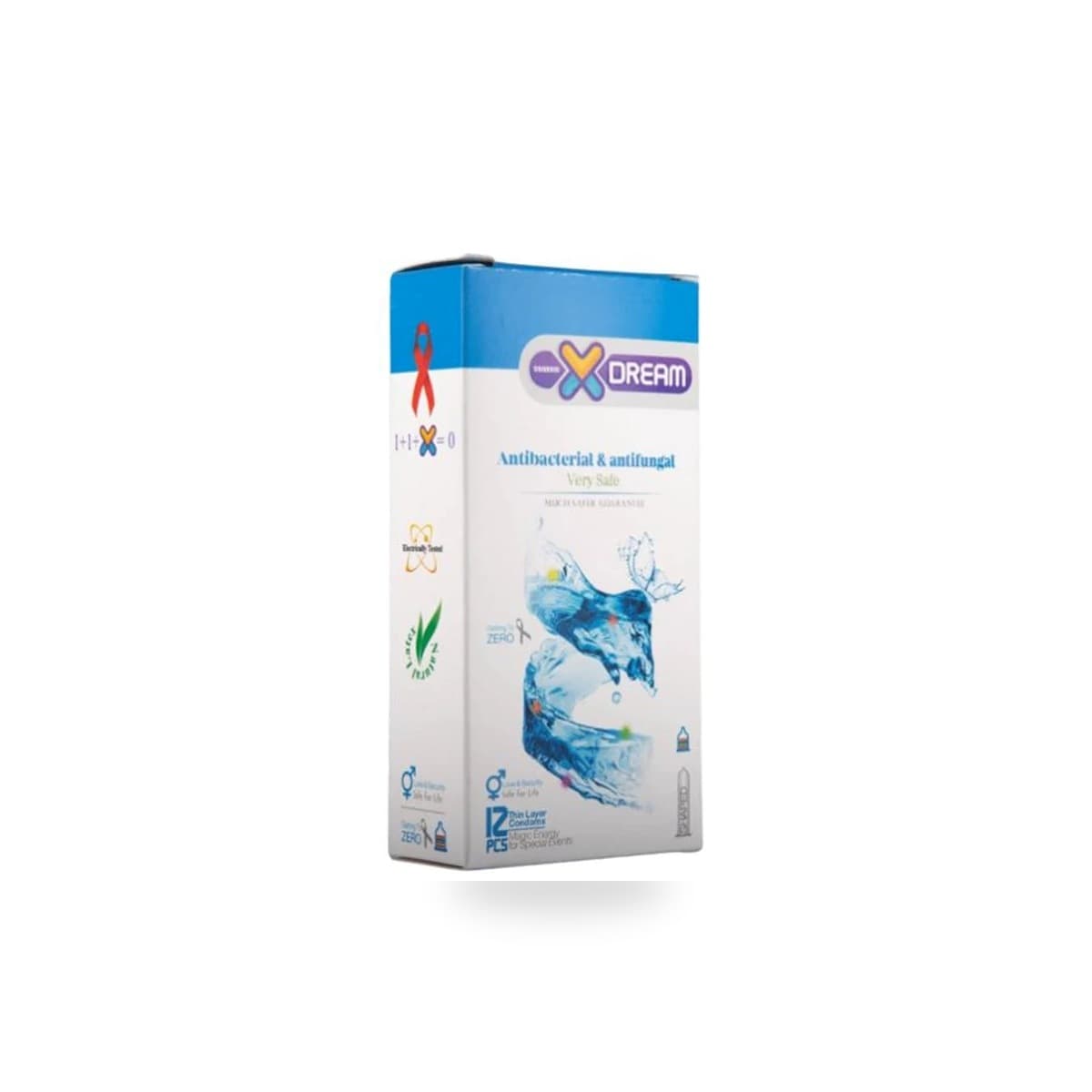 کاندوم ایکس دریم X Dream مدل Antibacterial Antifungal ضد باکتری و ضد قارچ بسته ۱۲ عددی | کد 2858