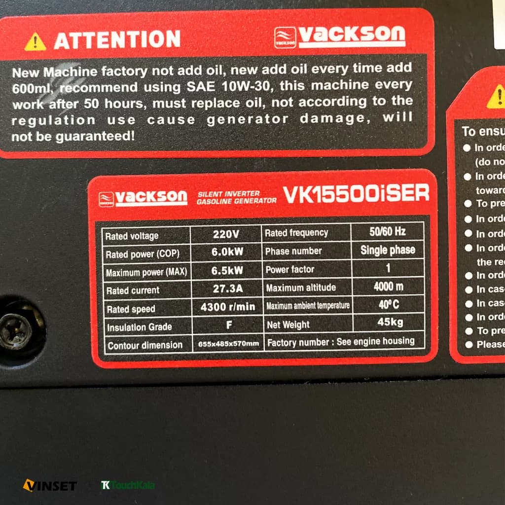 مای ابزار | مشخصات , قیمت و خرید موتور برق واکسون سایلنت 6.5 کیلووات مدل VK15500iSER — تصویر ۵