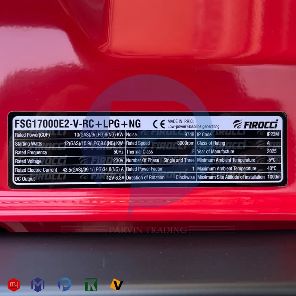 مای ابزار | مشخصات , قیمت و خرید موتور برق سه گانه سوز فیروچی 12 کیلووات مدل FSG17000E2-V-RC+LPG+NG ریموت دار — تصویر ۳