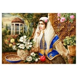 تابلو فرش ایرانی دخترقاجار کد 29007 — تصویر ۳