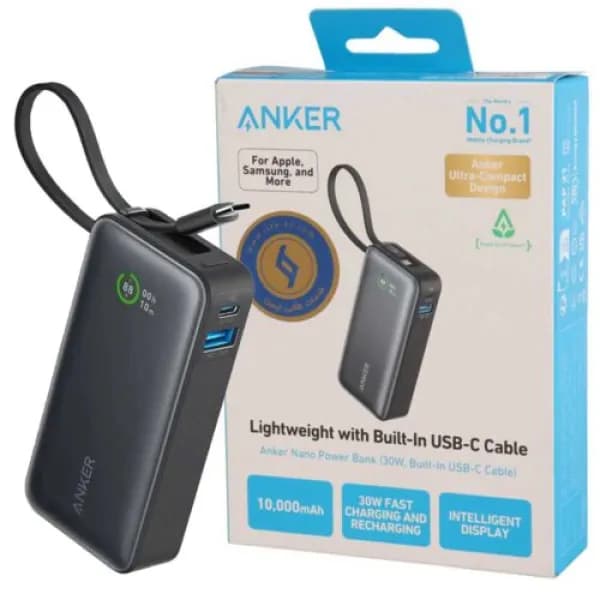 پاوربانک 10000MAh 30W مدل NANO A1259H11 برند ANKER انکر گارانتی ایستا — تصویر ۳