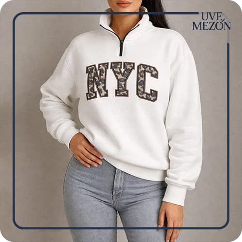 دورس نیم زیپ NYC پلنگی — تصویر ۲