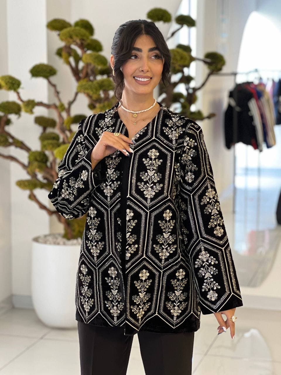 کت مخمل زنانه جواهر دوزی