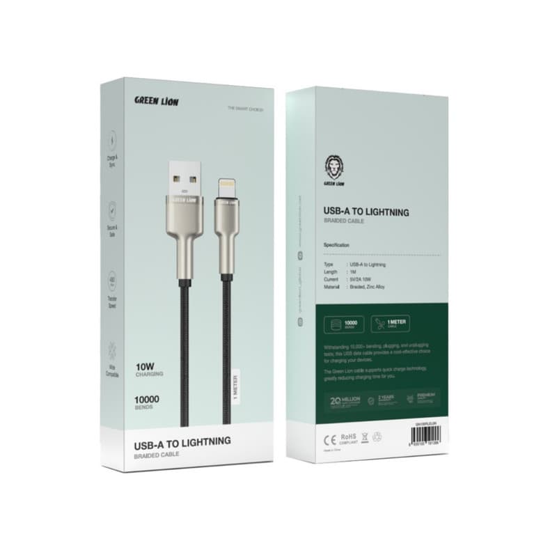 کابل تبدیل USB-A به لایتنینگ گرین لاین مدل Braided طول ۱ متر — تصویر ۲
