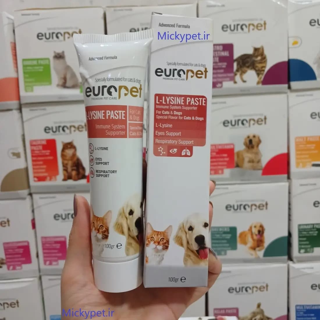 خمیر لیزین تقویت سیستم ایمنی یوروپت برای سگ و گربه 100 گرم — تصویر ۲
