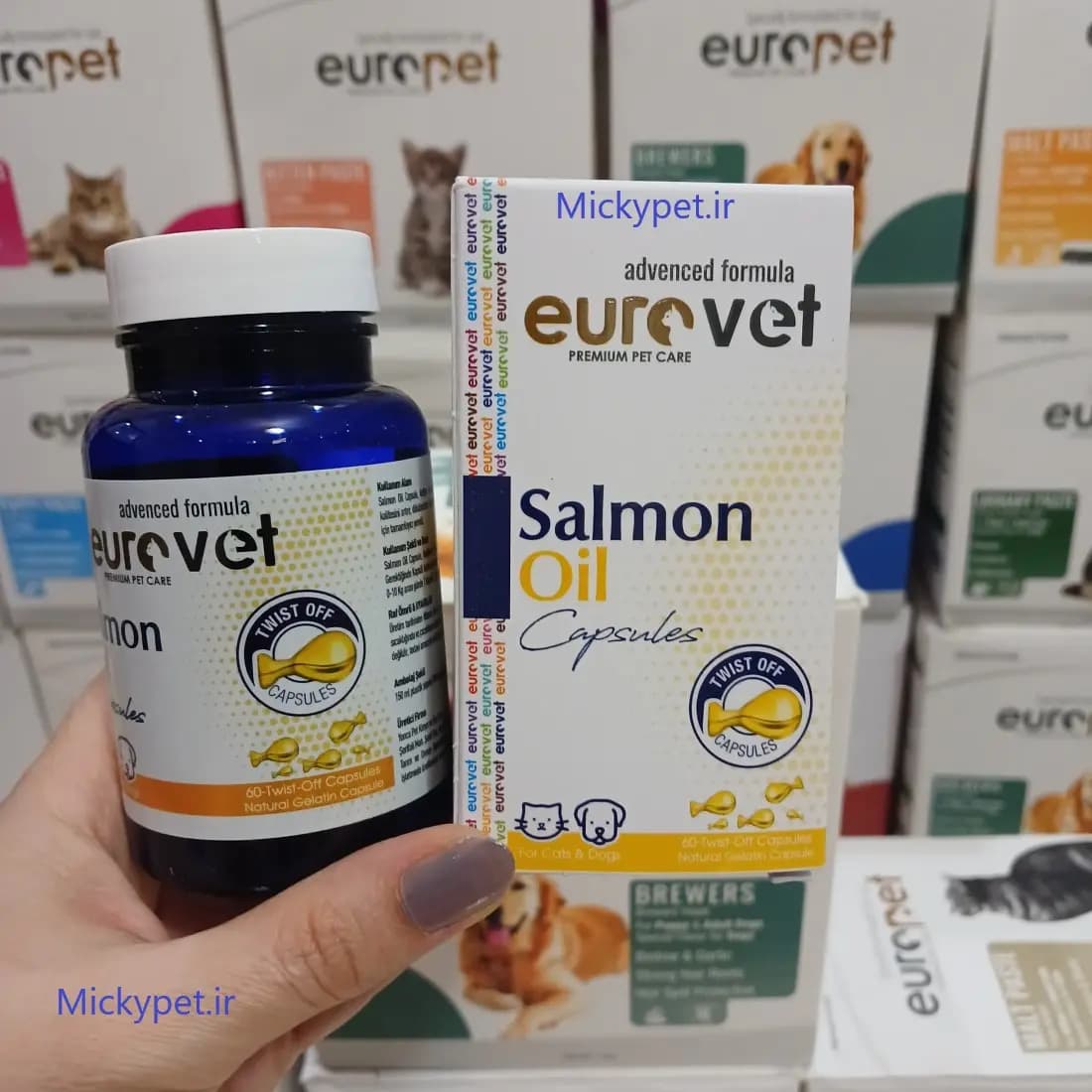 کپسول مکمل روغن ماهی سالمون یورو وت برای گربهها و سگها — تصویر ۲
