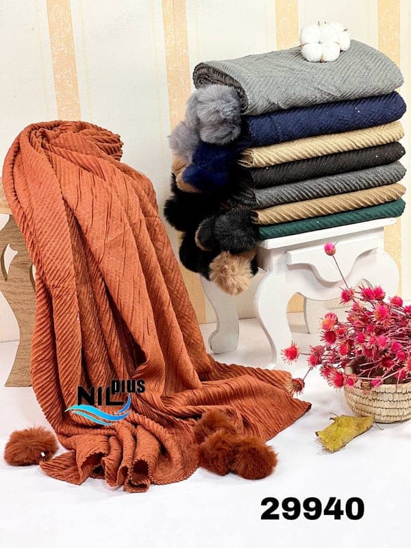 شال پلیسه پاییزه اکلیلی وارداتی کد nil29940