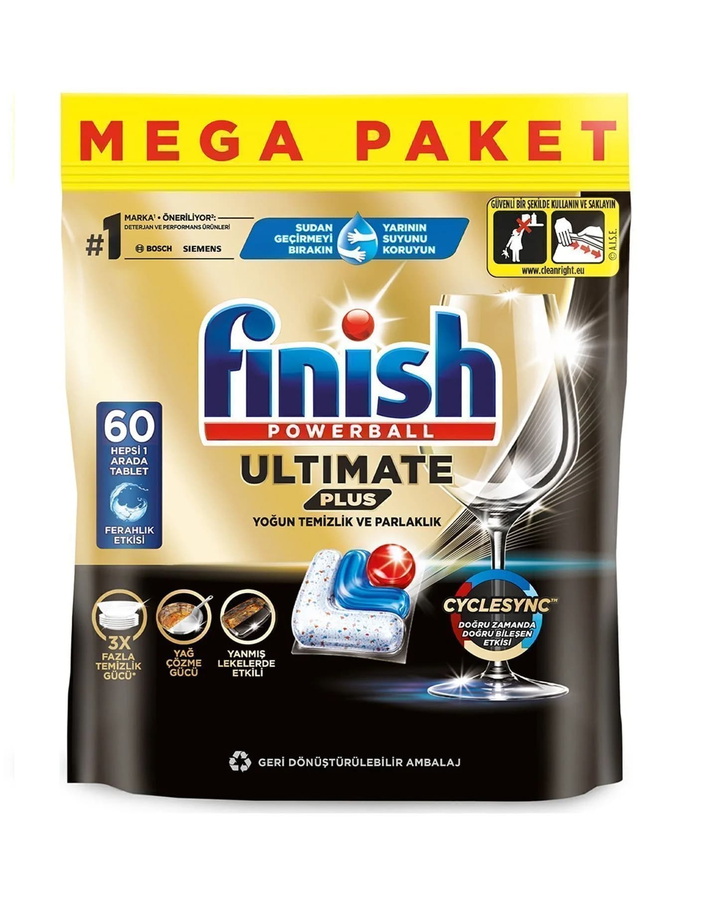 قرص ماشین ظرفشویی مدل Ultimate Plus بسته 60 عددی (واردات کاملا قانونی از منطقه آزاد ارس)