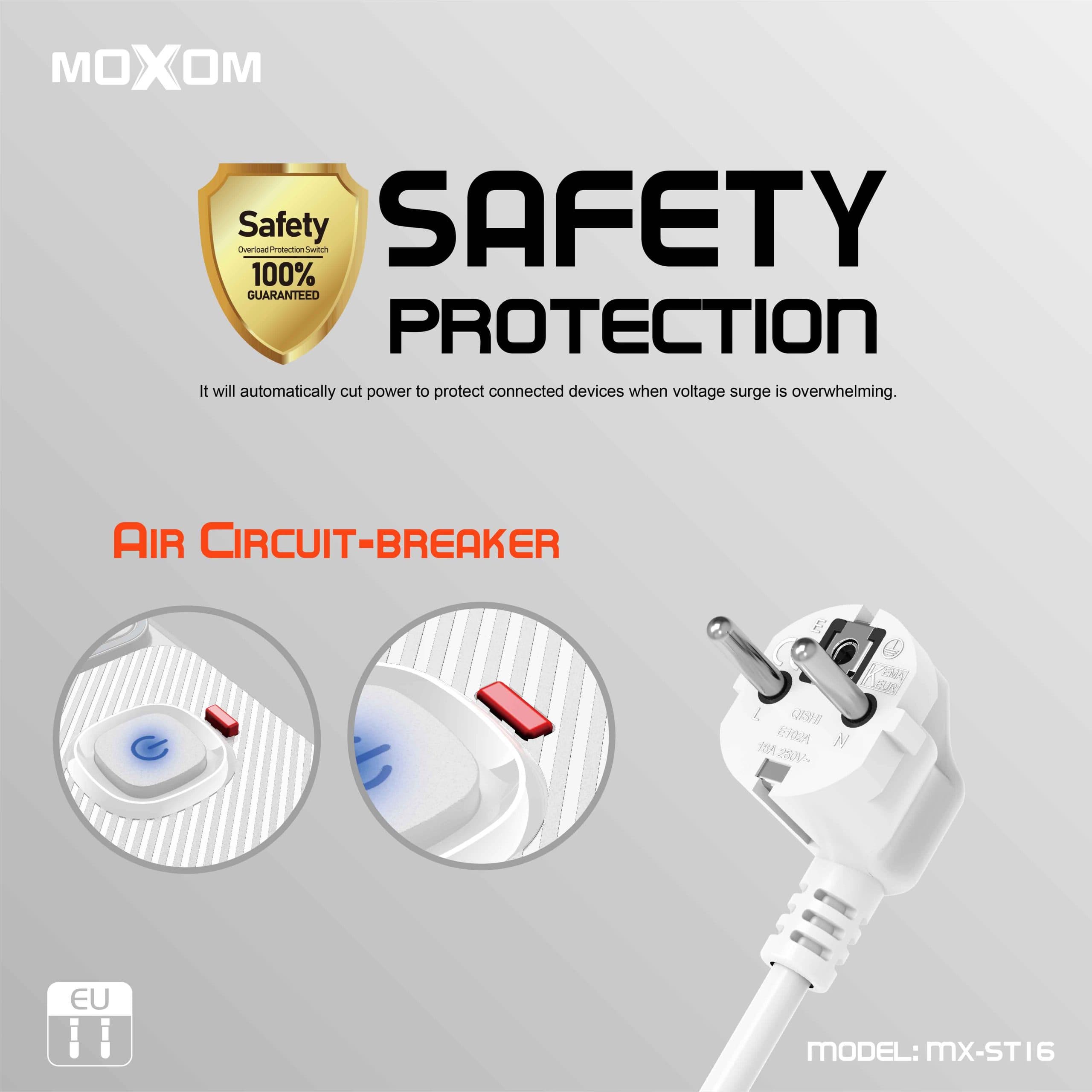 چند راهی برق و شارژر PD20W موکسوم مدل MX-ST16 — تصویر ۶