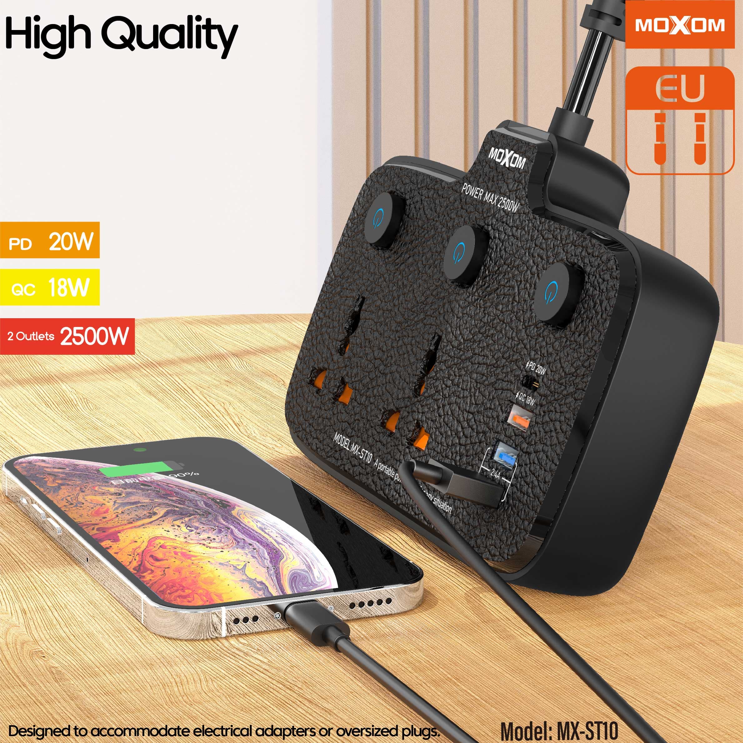 چند راهی برق و شارژر PD20W موکسوم مدل MX-ST10 — تصویر ۶