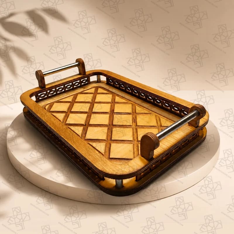 سینی چوبی طرح لوزی