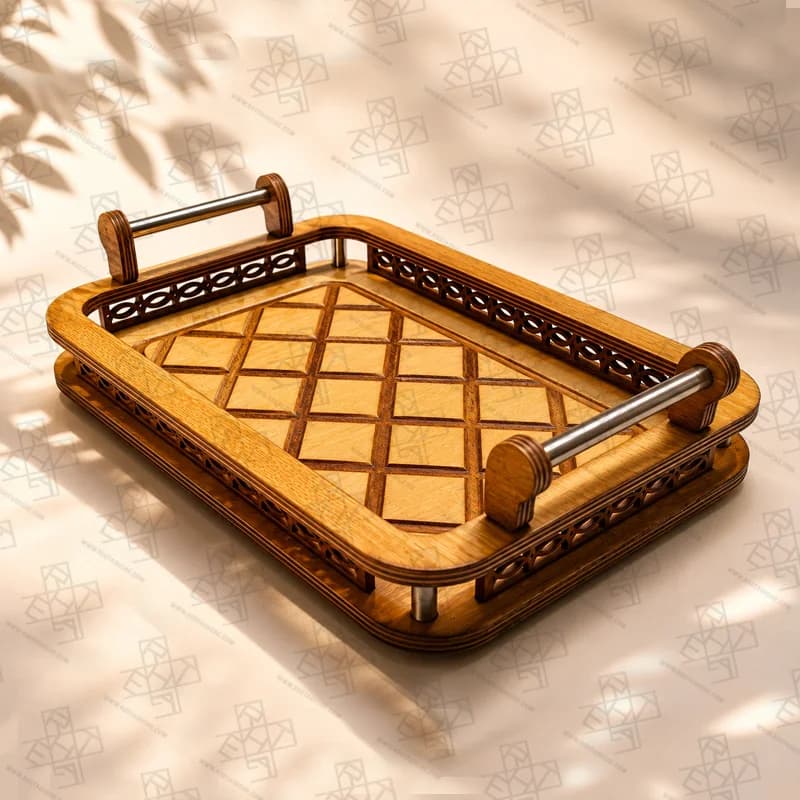 سینی چوبی طرح لوزی — تصویر ۲