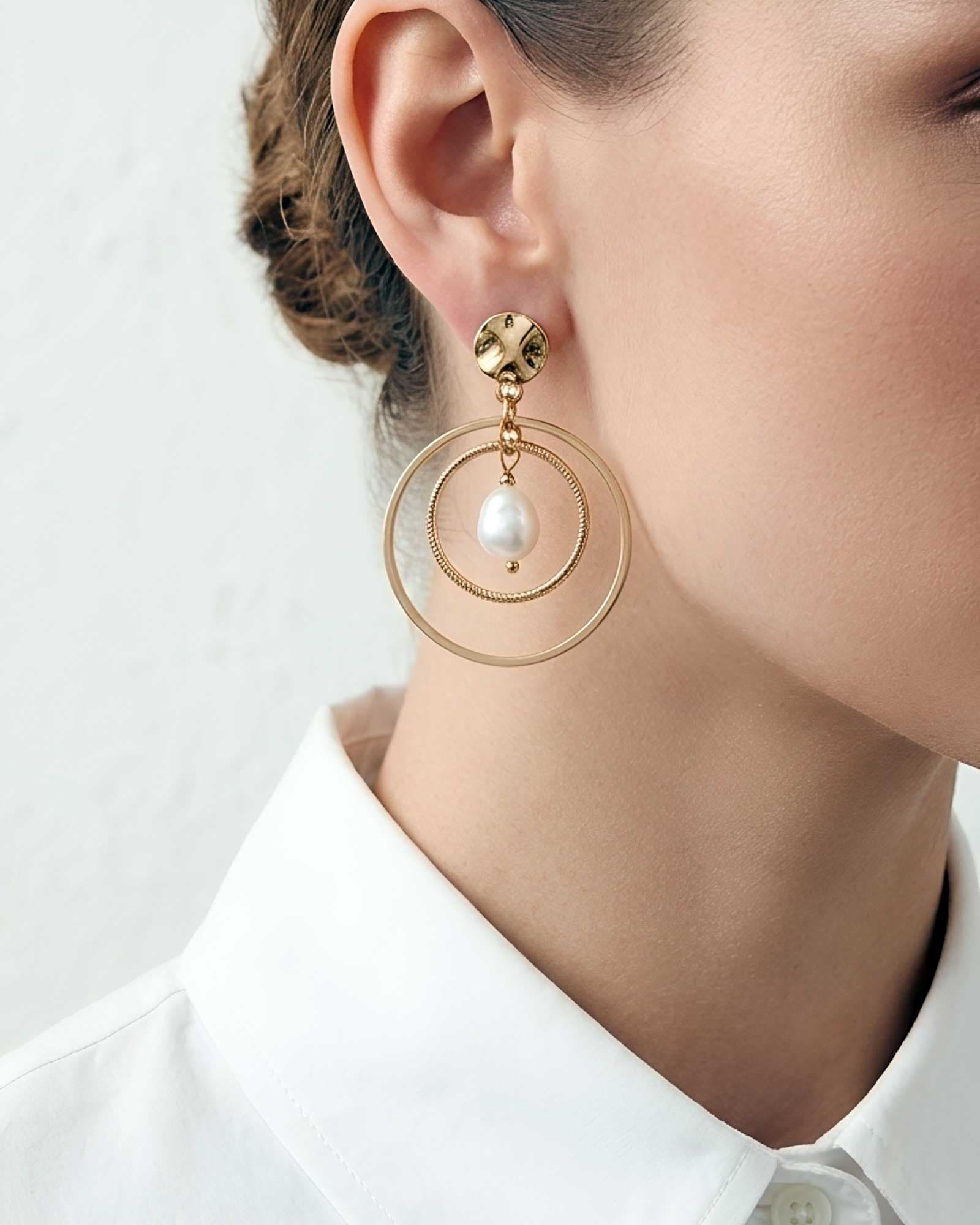 گوشواره حلقه ای با مروارید