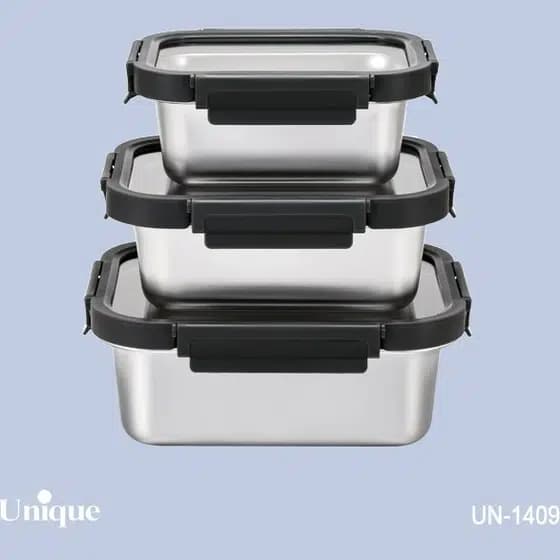 ظرف نگهدارنده استیل یونیک مدل UN-1409 (ست ۳ عددی)