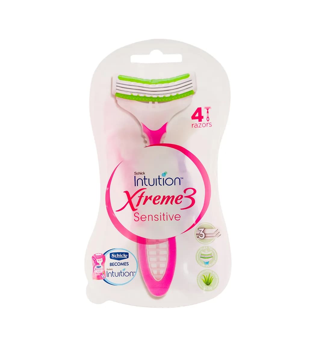 تیغ خودتراش شیک زنانه 4عددی مناسب پوست حساس Schick Intuition Xtreme3