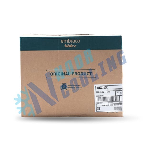کمپرسور امبراکو EMBRACO مدل NJ9232GK ظرفیت ۱/۲-۱ یا ۱/۵ اسب بخار بالای صفر گاز R404A — تصویر ۳