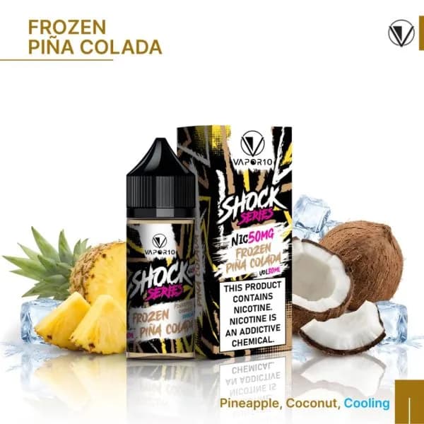 سالت نیکوتین آناناس نارگیل یخی کمپانی ویپور 10 سری شوک | VAPOR 10 Nicotin Salt Frozen Pina Colada