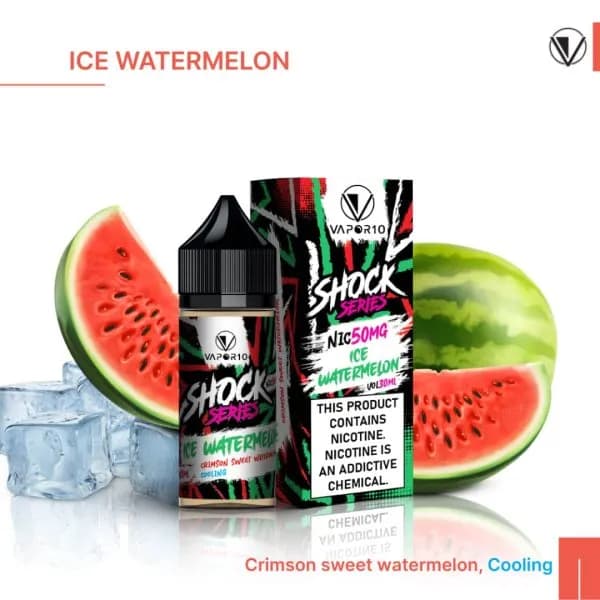 سالت نیکوتین هندوانه یخ کمپانی ویپور 10 سری شوک | VAPOR 10 Nicotin Salt Watermelon Ice
