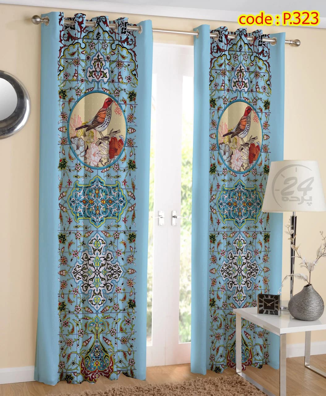پرده پانچ چاپی طرح کاشی کاری کد P۳23 - گالری پرده 24