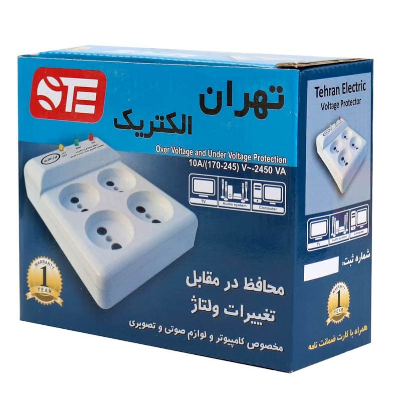 محافظ برق صوتی تصویری 4 خانه تهران الکتریک با کابل 1 متری Tehran Electric