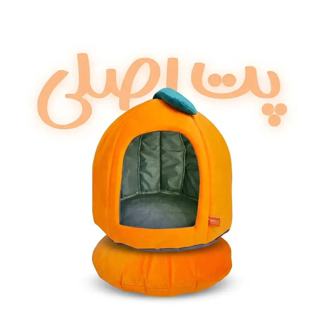 جای خواب و کلبه مسقف گربه و سگ طرح کدو تنبل مخملی