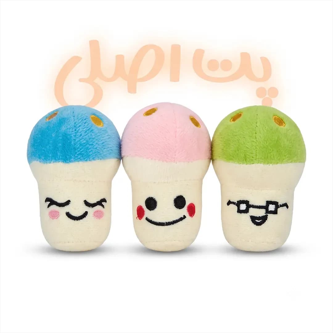 اسباب‌بازی پولیشی سگ و گربه مدل قارچ سوتک‌دار