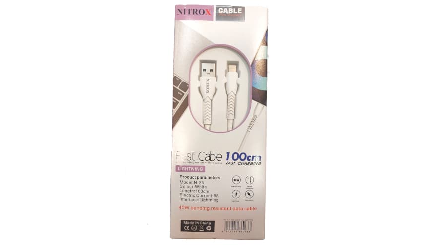 کابل شارژ 1 متر 6 آمپر لایتنینگ nitrox n-25