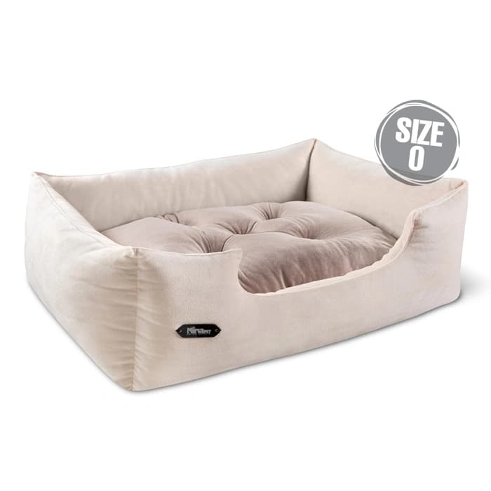 جای خواب سگ و گربه نیناپت جنس پارچه مبلی درجه یک رنگ شیری با تشک بژ (سایز0) کد 3311