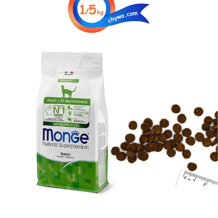 غذای خشک گربه بالغ مونژه سوپرپریمیوم طعم خرگوش وزن 1/5 کیلوگرم Monge Adult