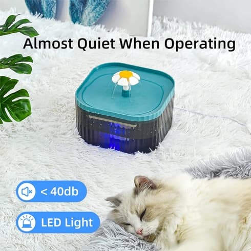 آبخوری اتوماتیک سگ و گربه دارای تصفیه آب طرح گل (دارای LED) ظرفیت 2/5 لیتر — تصویر ۳