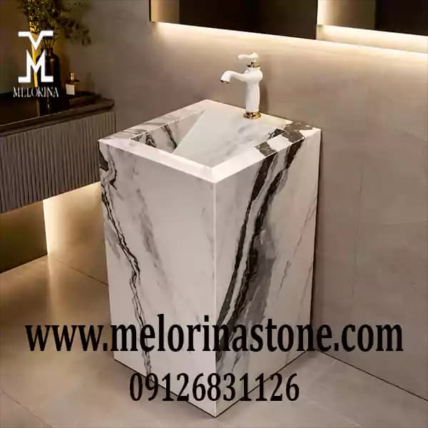روشویی سرامیکی مدرن ایستاده پرسلان کد NJ-036 — تصویر ۳