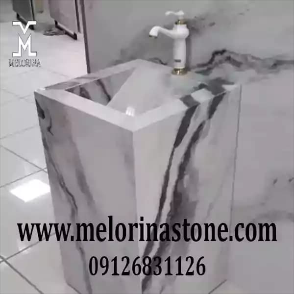 روشویی سرامیکی مدرن ایستاده پرسلان کد NJ-036 — تصویر ۲