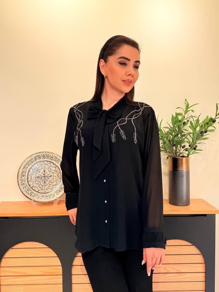 شومیز حریر ملیله دوزی به همراه تاپ — تصویر ۸