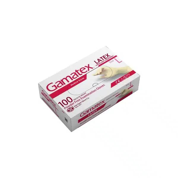 دستکش معاينه لاتکس بدون پودر گاماتکس GAMA TEX