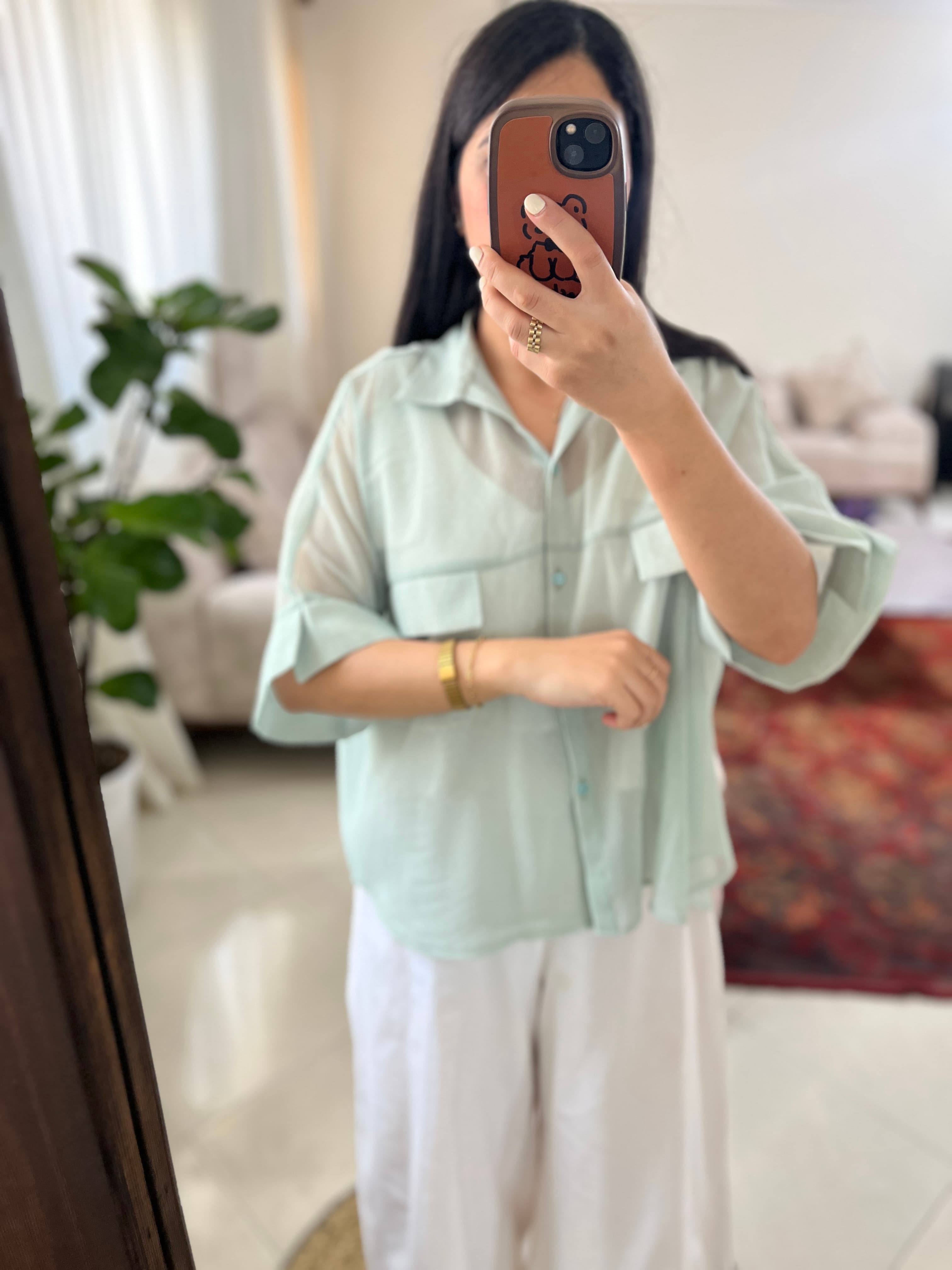 شومیز حریر کریشه فری سایز برش رو سینه