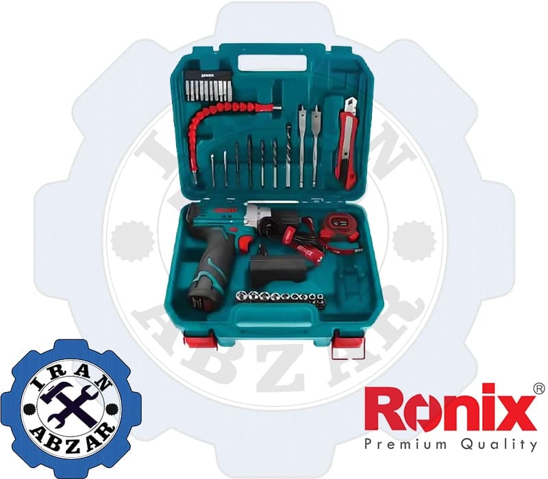 کیت دریل شارژی 12 ولت تک باطری 35 پارچه رونیکس مدل RS-8611 — تصویر ۸