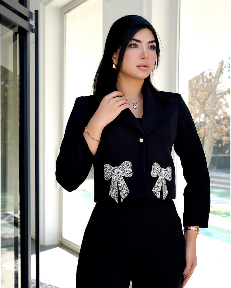 کراپ کت مجلسی زنانه مدل پاپیون بزرگ🎀