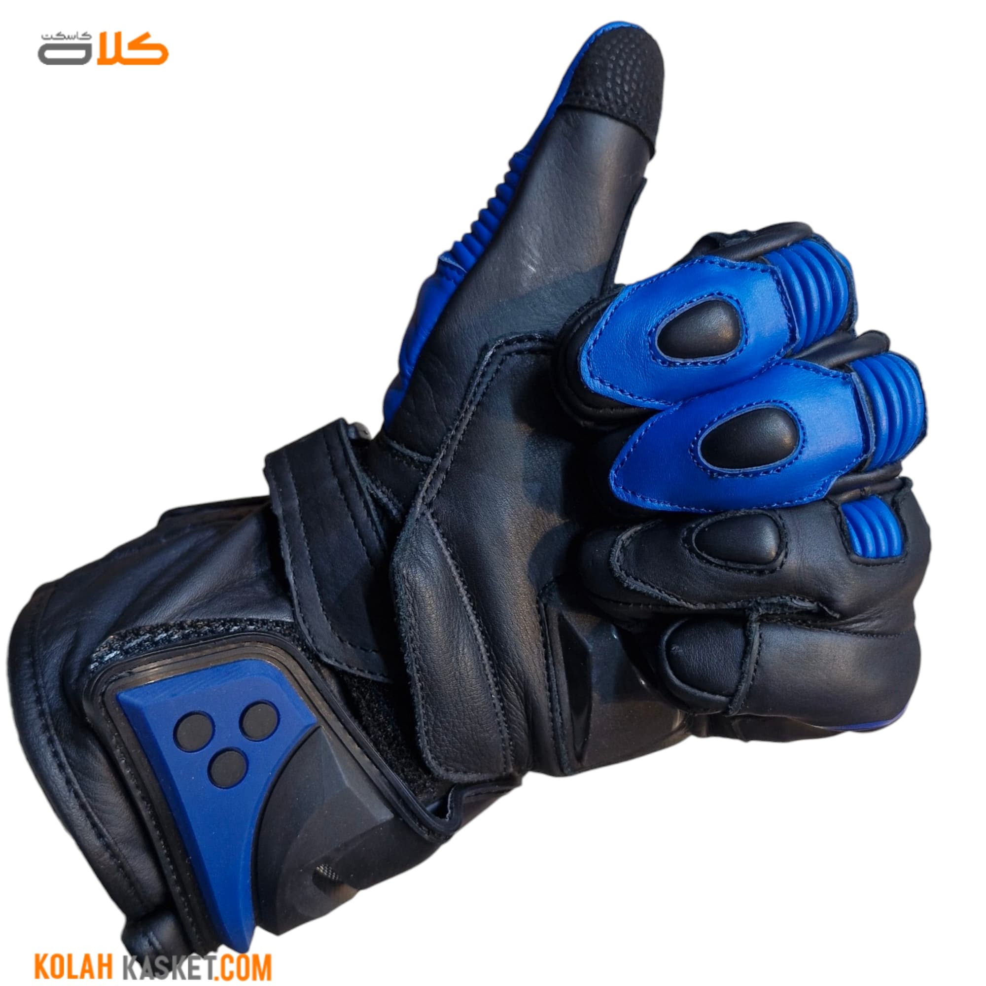 دستکش چرم آلپین استار alpinestars مشکی آبی — تصویر ۳