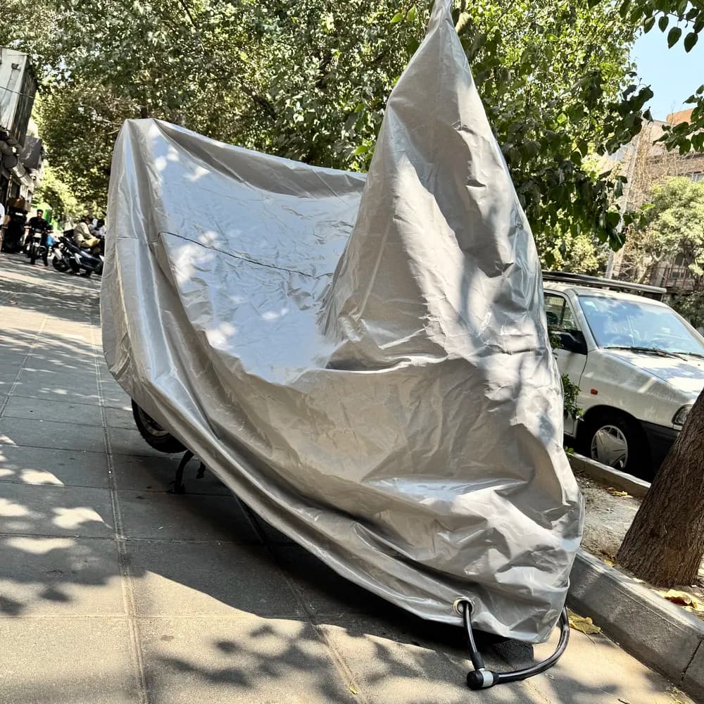 چادر موتورسیکلت سایز بزرگ برزنتی ضد آب (جای قفل دار) + کاور