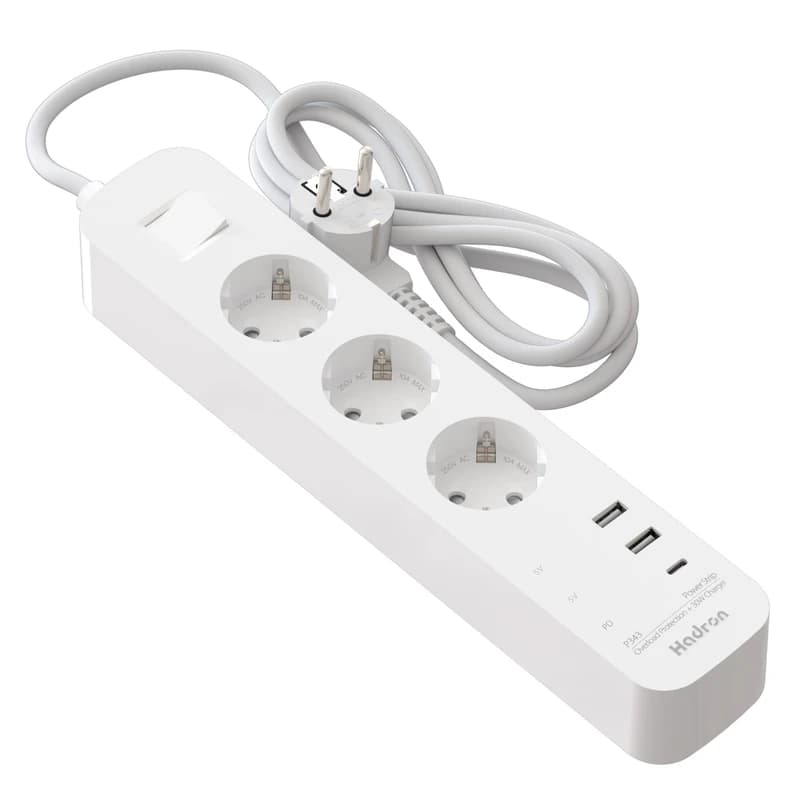 چندراهی برق هادرون مدل P343 مجهز به شارژر 30 وات کابل 1.8 متری