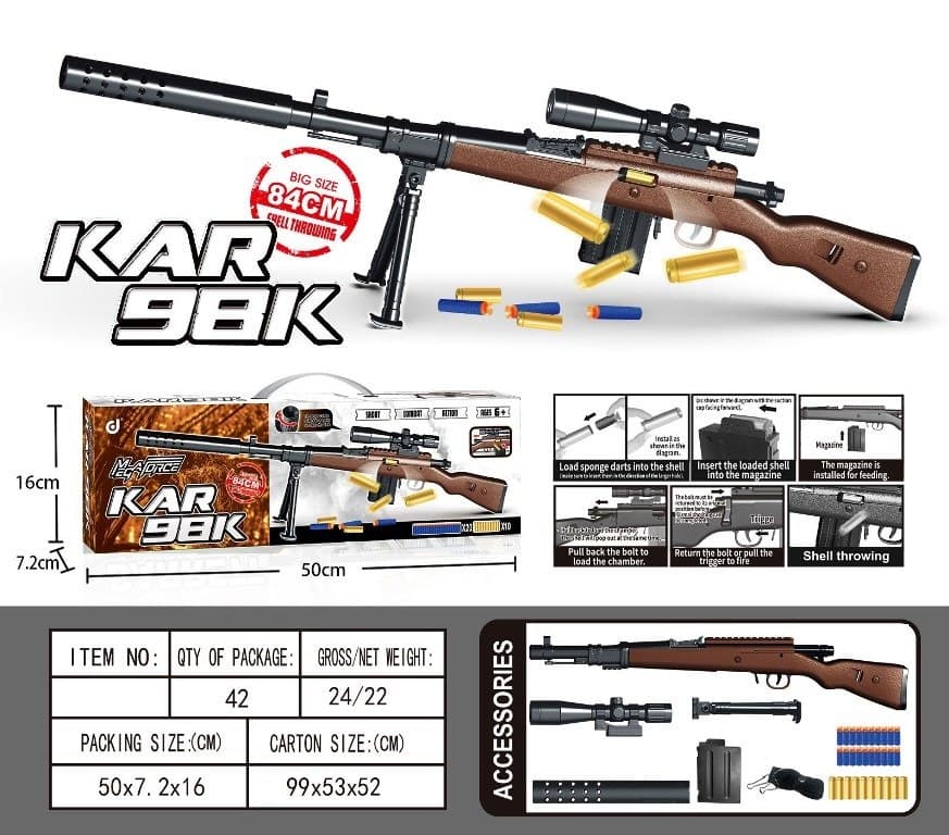 تفنگ پوکه پران KAR98K پایه دار دوربین دار تیر ابری پوکه پران ورژن اصلی ارسال فوری کیفیت اصلی ارسال فوری