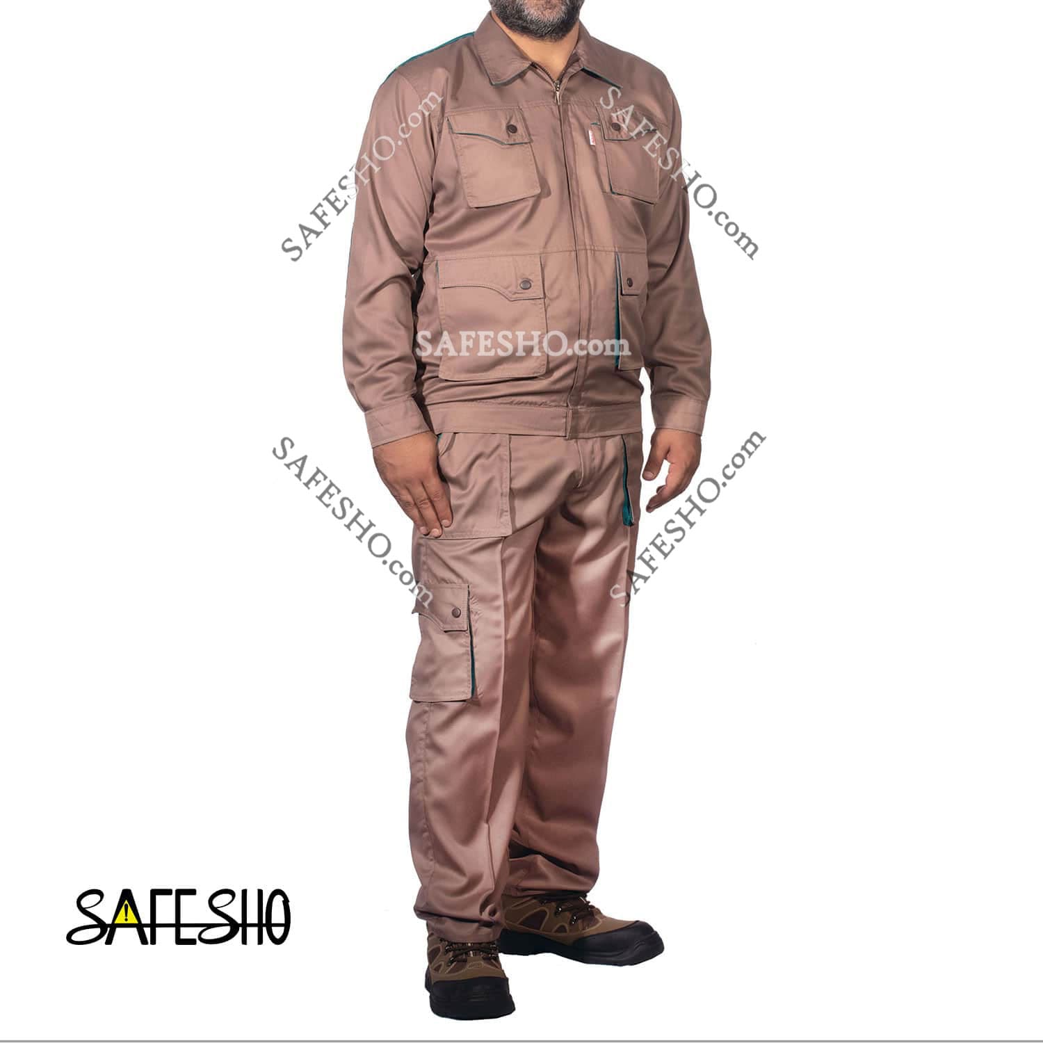 لباس کار اف ورک Fworkکرم شکلاتی-فیروزه ای