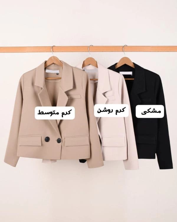 کت کراپ زنانه کرپ دو دکمه | رستامد — تصویر ۵