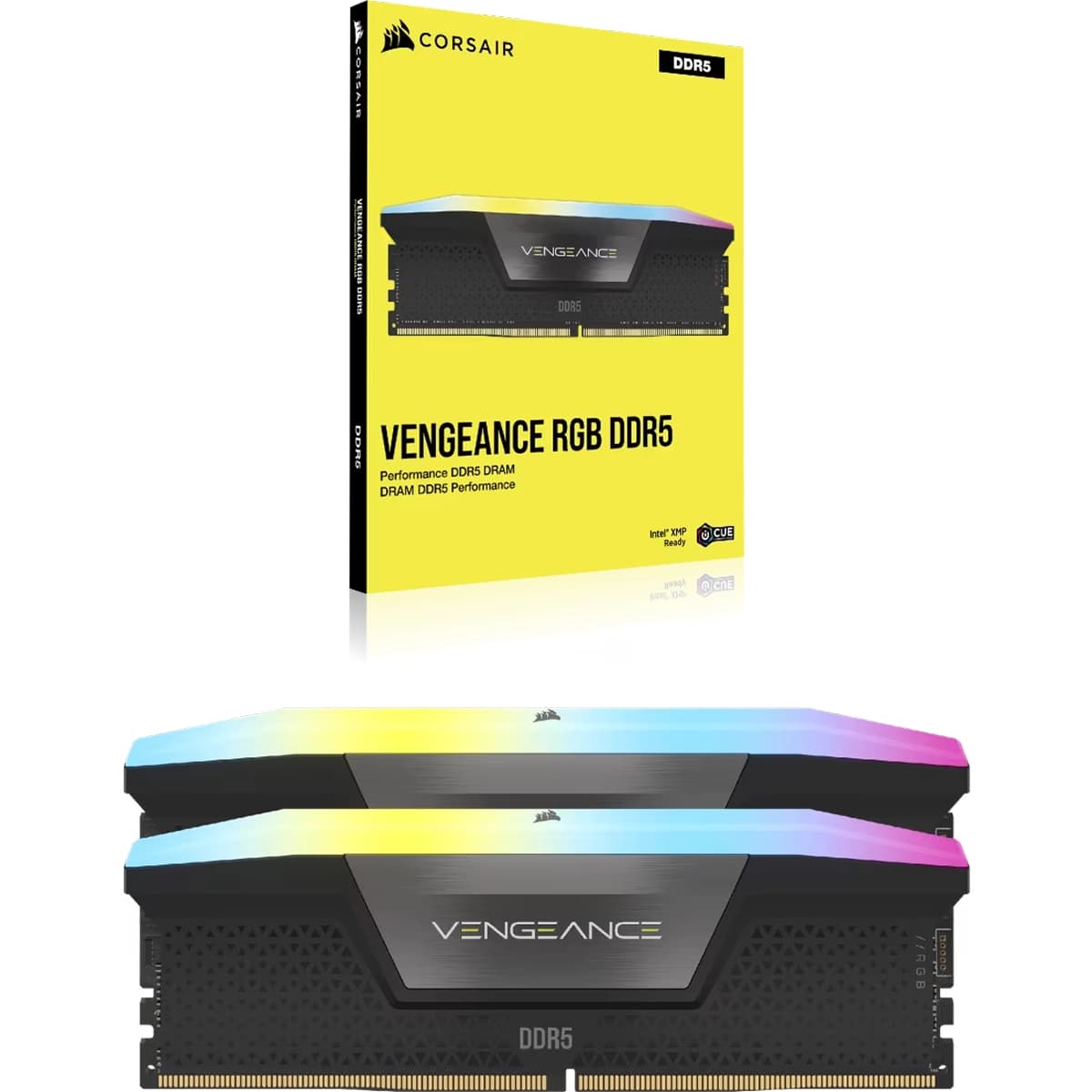 رم کامپیوتر کورسیر Corsair VENGEANCE RGB Black 64GB 32GBx2 5200MHz DDR5 CL40 — تصویر ۲