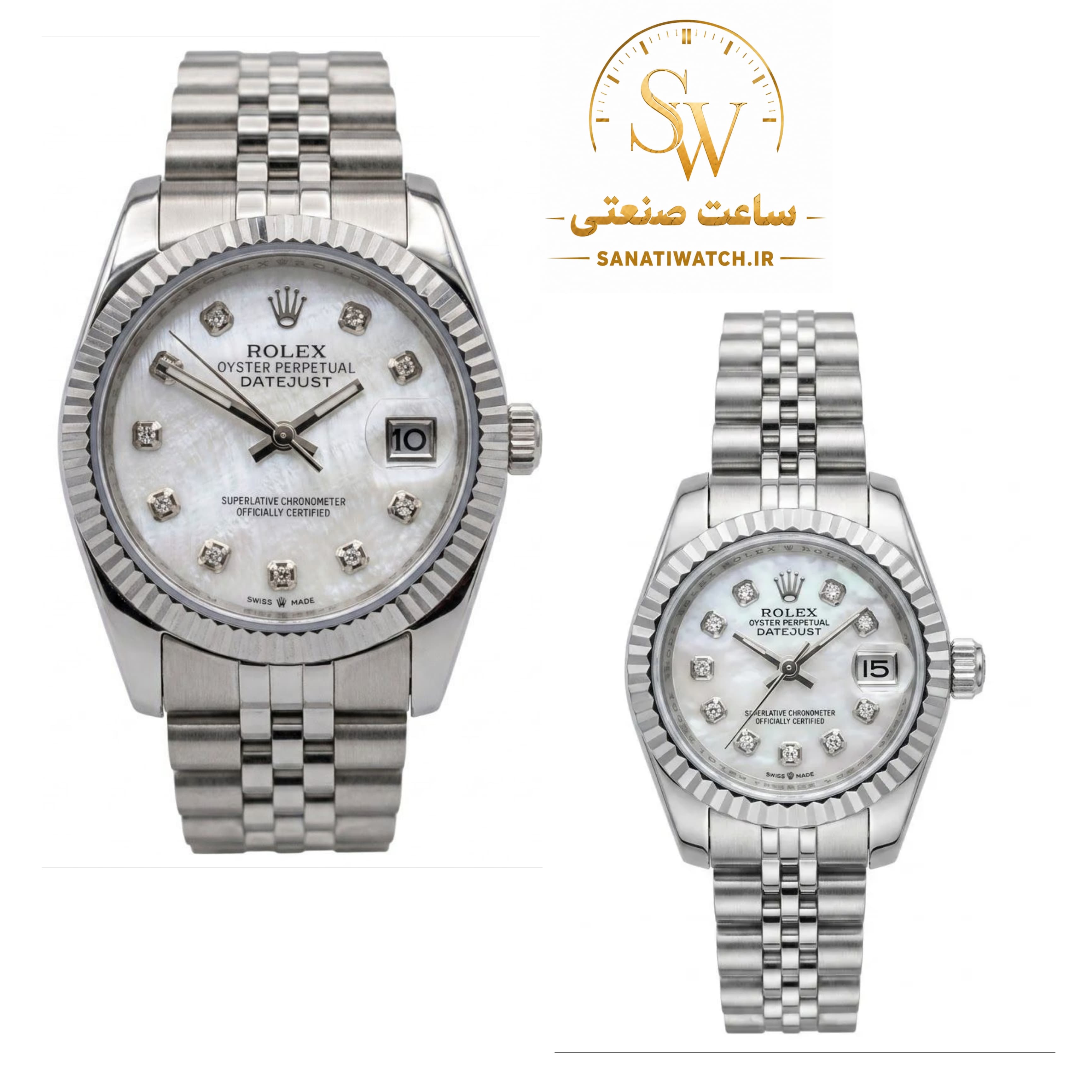 ساعت ست کلاسیک زنانه مردانه ROLEX رولکس موتور ژاپن رنگ ثابت ضد آب بند استیل توپر