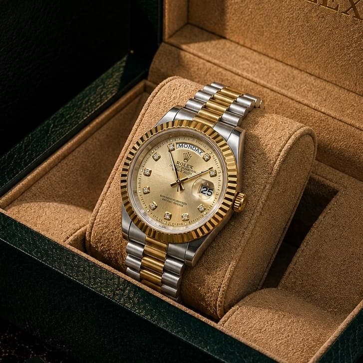 ساعت مچی مردانه رولکس ROLEX دی دیت DAY DATE نقره ای طلایی